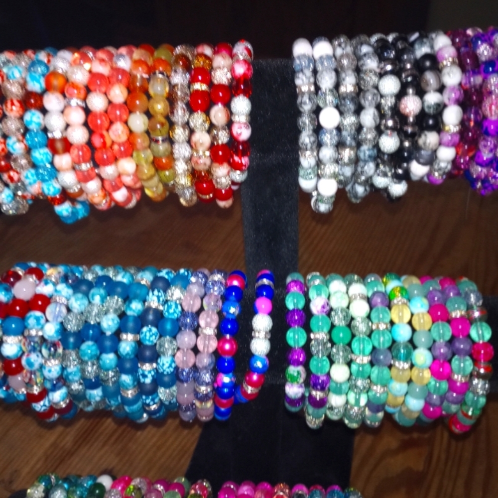 Handmade beaded rhinestone stretch bracelets